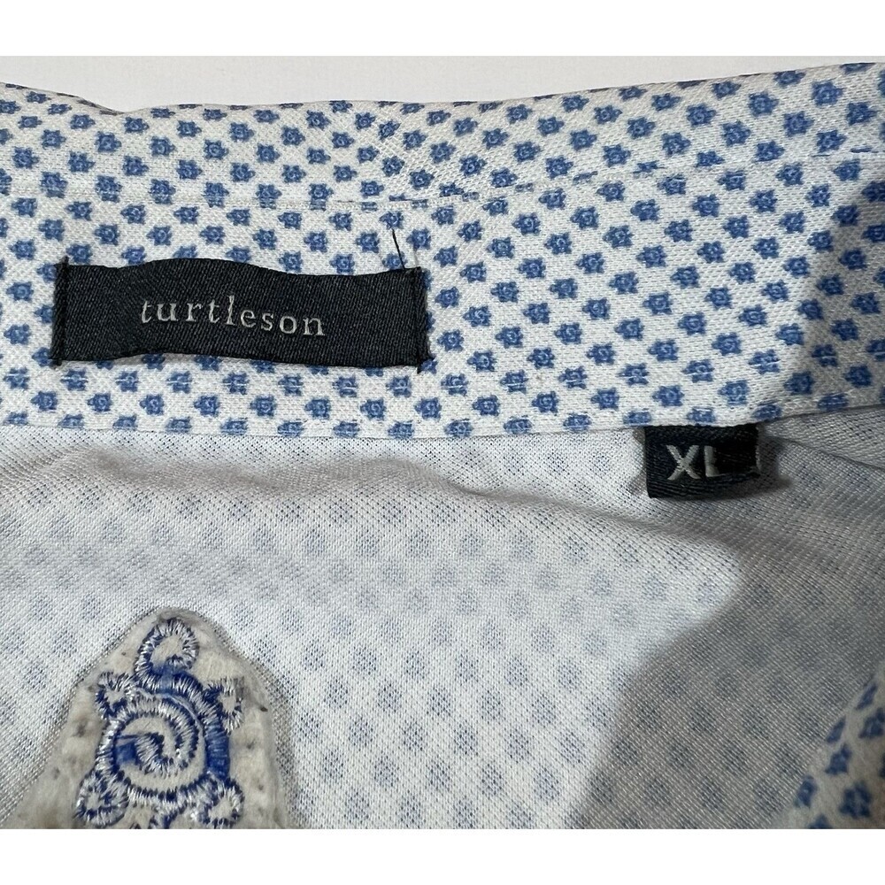 Turtleson Short Sleeve Golf Polo Shirt Geometric Print Embroidered Men s Large - Picture 7 of 10